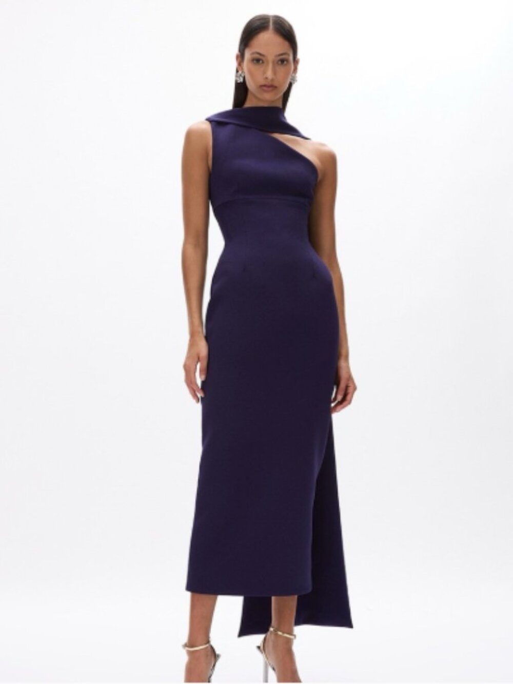 Rachel Gilbert Clara Gown Dark Indigo Size 0 One Shoulder Corset Formal Dress